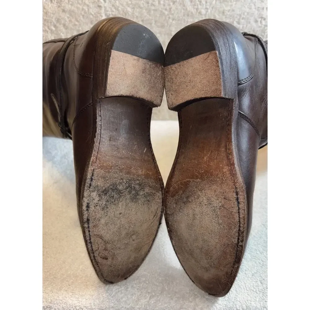 FRYE LOGO 76475 Cognac Leather Equestrian Riding Boots Women US 8.5 B
